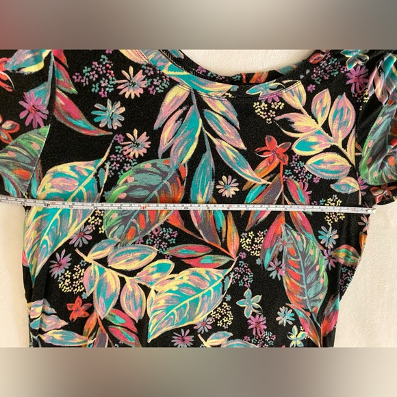 Black with Neon Tropical T Shirt Dress Knee Length Medium - Picture 3 of 7